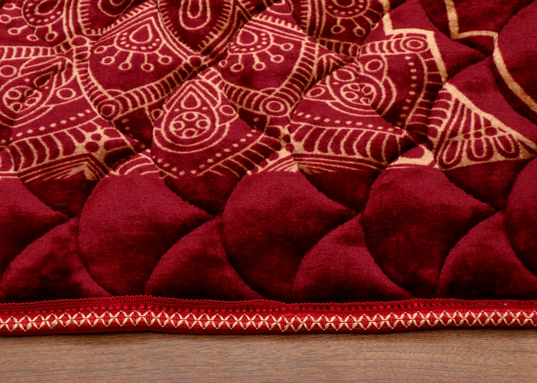 Maroon Velvet Quilted Prayer Mat