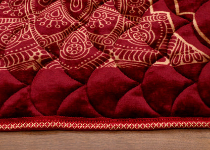 Maroon Velvet Quilted Prayer Mat