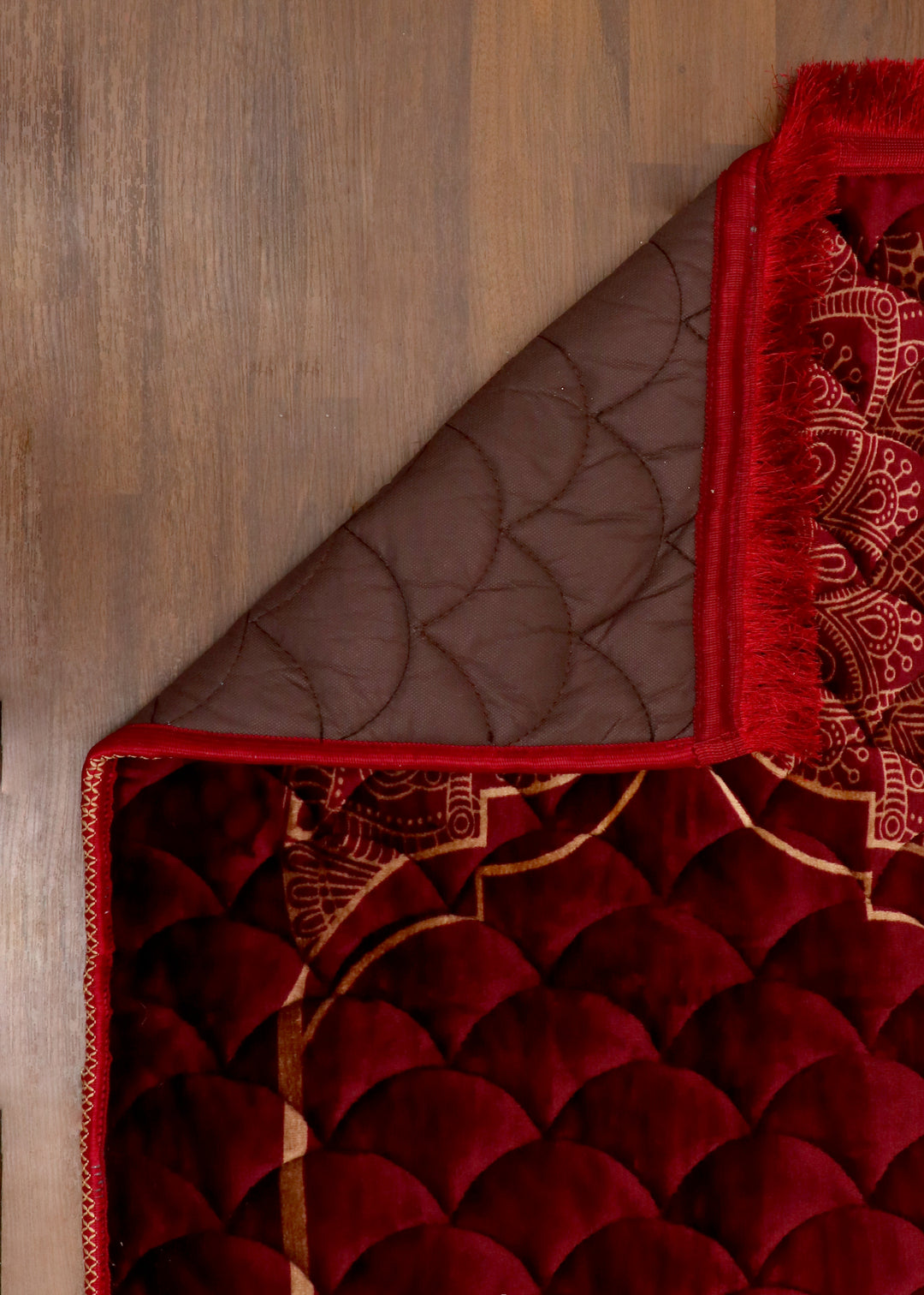 Maroon Velvet Quilted Prayer Mat