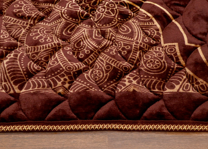 Brown Velvet Quilted Prayer Mat