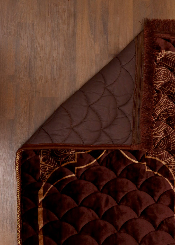 Brown Velvet Quilted Prayer Mat