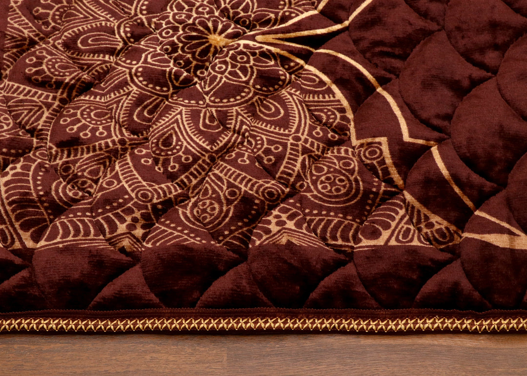 Brown Velvet Quilted Prayer Mat