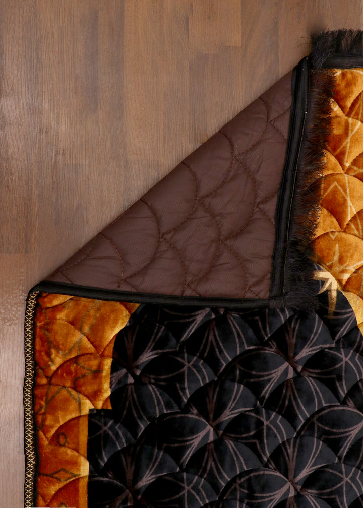 Brown & Black Velvet Mihrab Prayer Mat