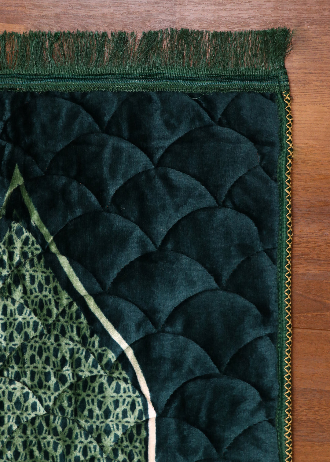 Velvet Quilted Green Prayer Mat