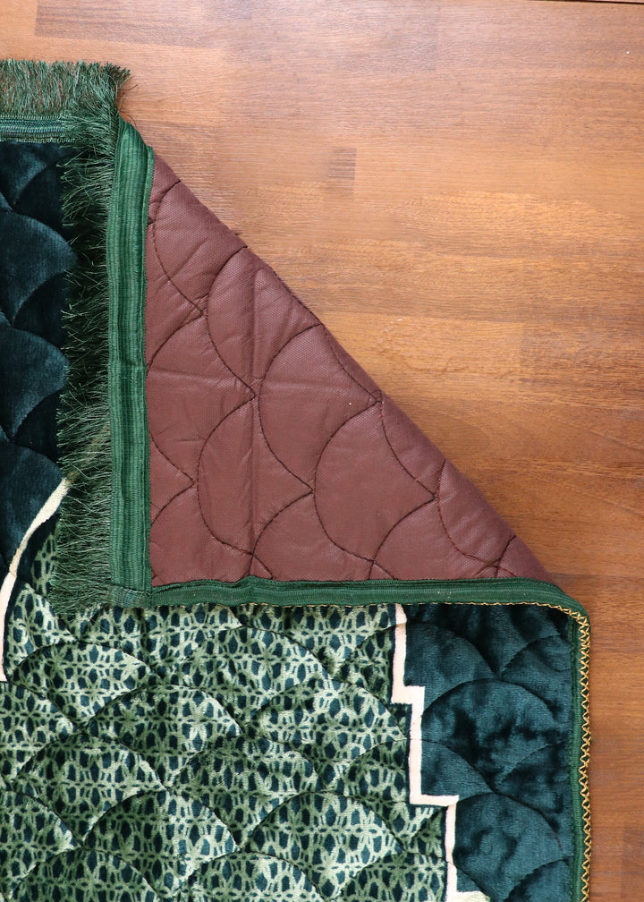 Velvet Quilted Green Prayer Mat