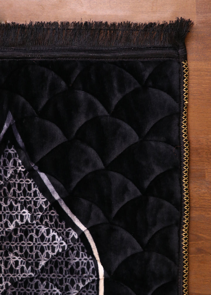 Velvet Quilted Black Prayer Mat