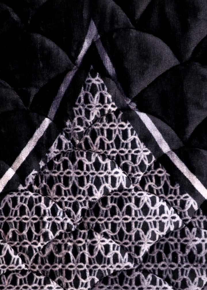 Velvet Quilted Black Prayer Mat
