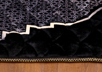 Velvet Quilted Black Prayer Mat