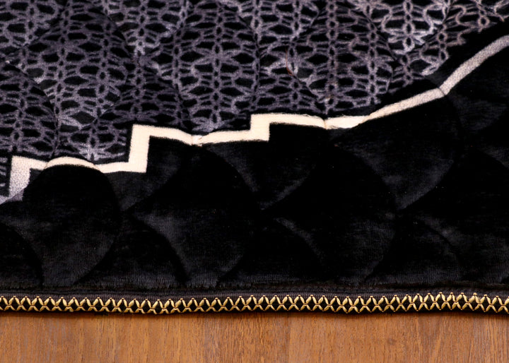 Velvet Quilted Black Prayer Mat