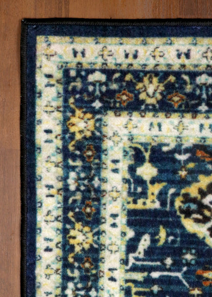 Vintage Oriental Area Rug in Blue & Cream