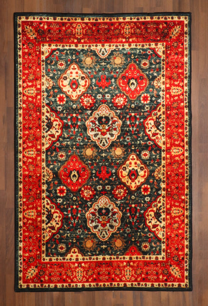 Kashan Inspired Rug – Red and Blue Oriental Pattern