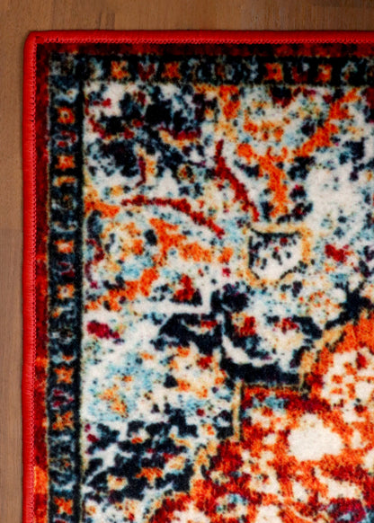 Bohemian Style Area Rug – Red & Blue Pattern Rug