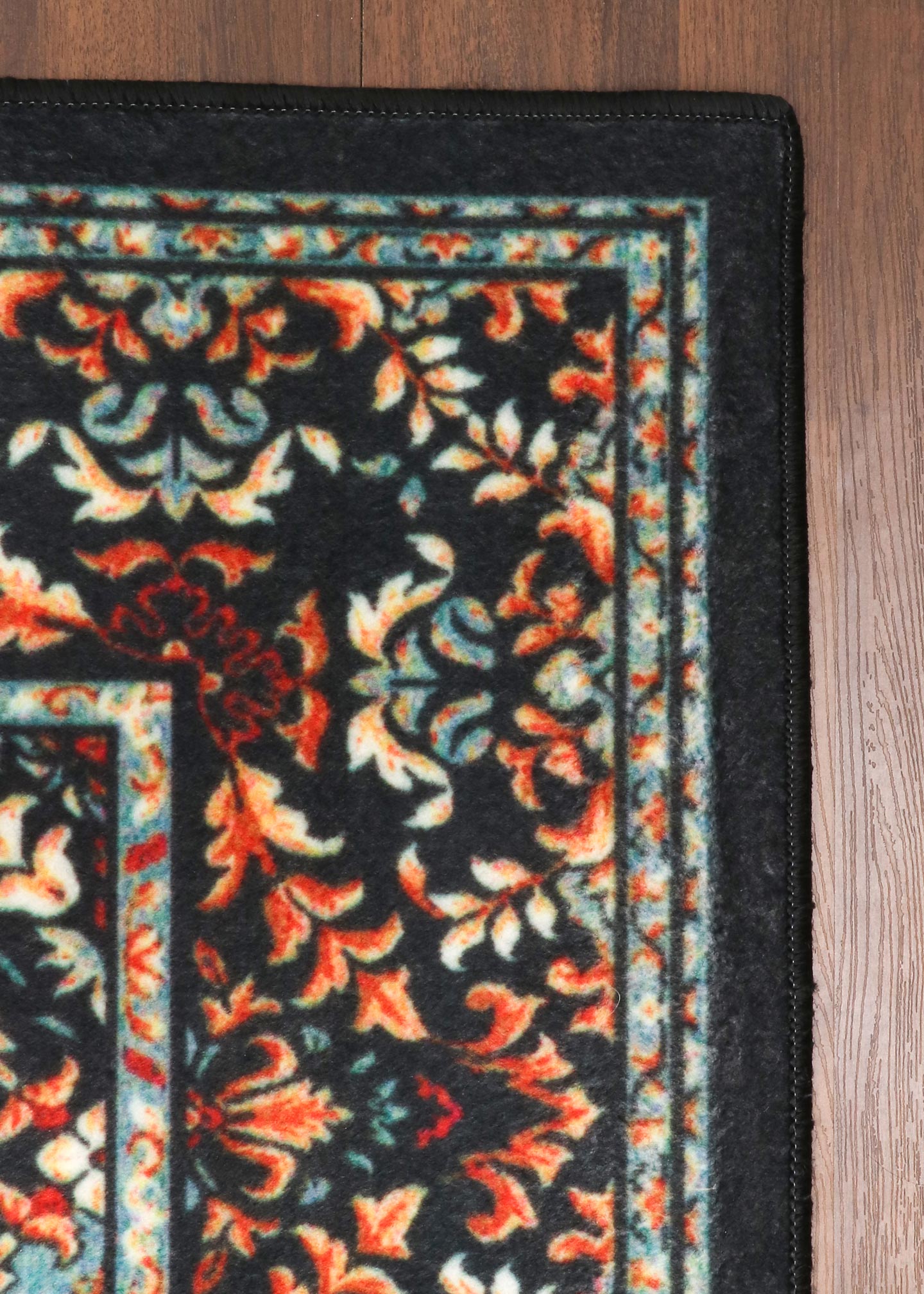 Multicolor Non-Woven Medallion Floral Patchwork Rug with TPR Backing
