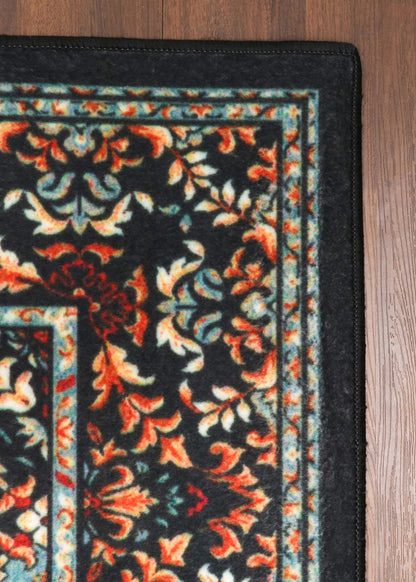 Multicolor Non-Woven Medallion Floral Patchwork Rug with TPR Backing