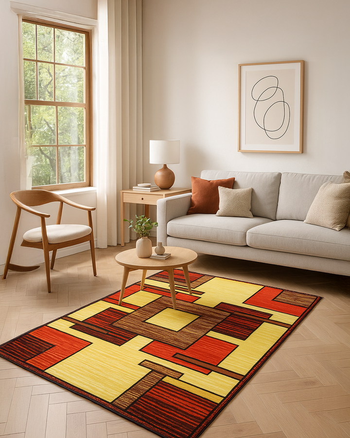 Modern Geometric Area Rug – Bold Design with Felt Backing