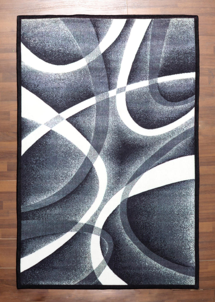 Modern Abstract Non-Woven Monochrome Flow Rug with Felt Backing