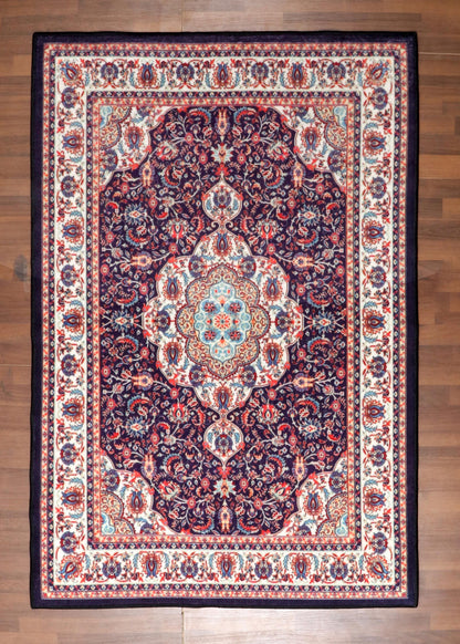 Multicolor Non-Woven Floral Medallion Area Rug with Soft Felt Backing