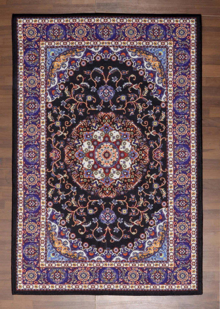 Luxurious Non-Woven Floral Medallion Area Rug with Soft Felt Backing