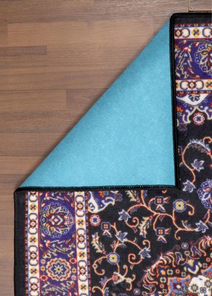 Luxurious Non-Woven Floral Medallion Area Rug with Soft Felt Backing