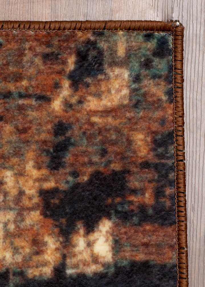 Modern Brownish Abstract Design Rug - Felt Backing