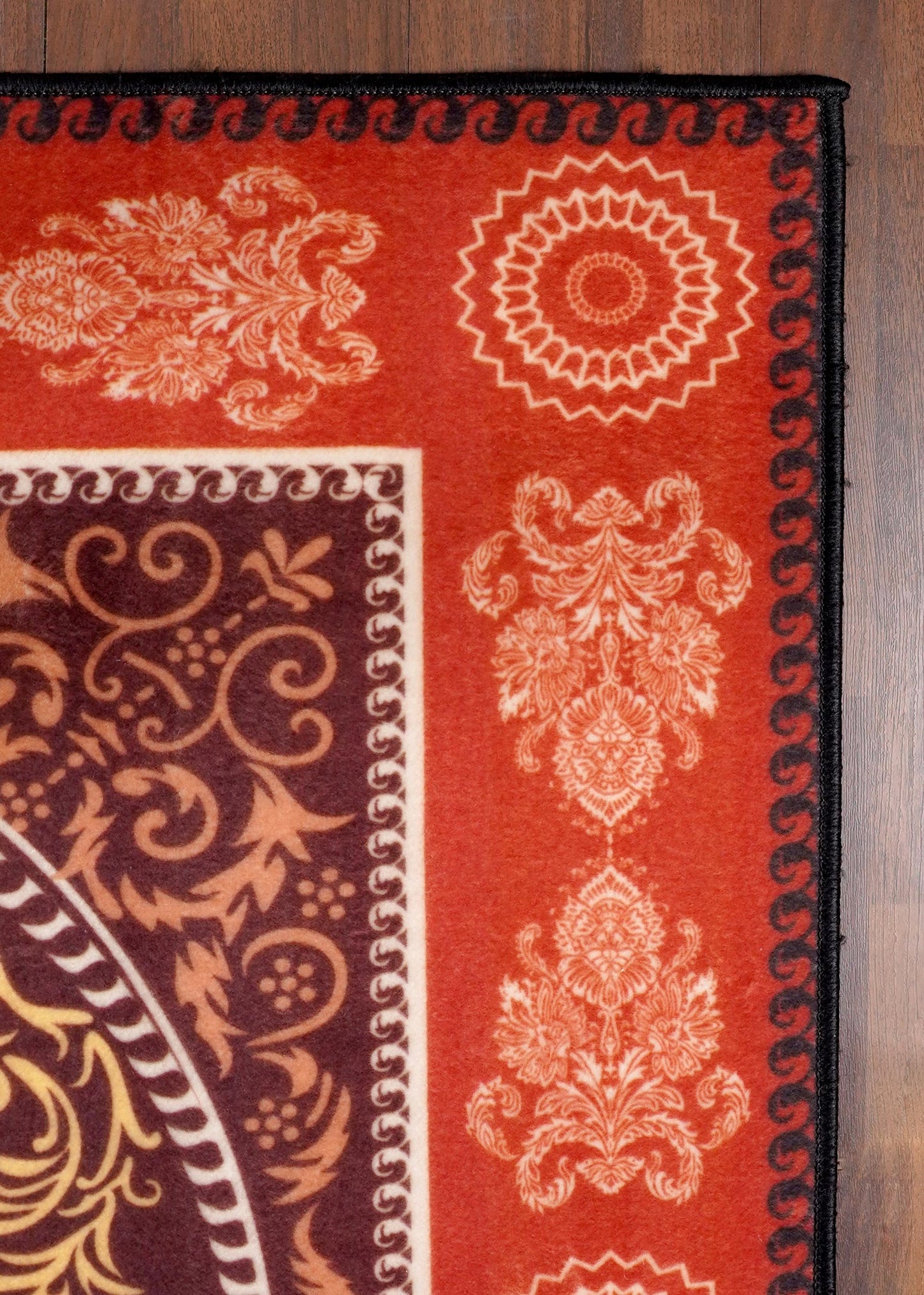 Vintage Floral Medallion  Non-Woven Rug with Felt Backing
