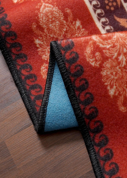 Vintage Floral Medallion  Non-Woven Rug with Felt Backing