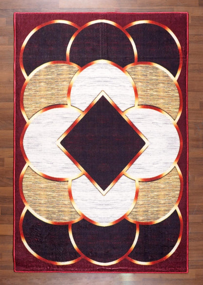 Traditional Geometric Non-Woven Rug with Felt Backing