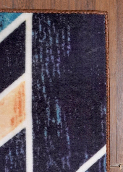Multicolor Geometric Non-Woven Rug With Felt Backing