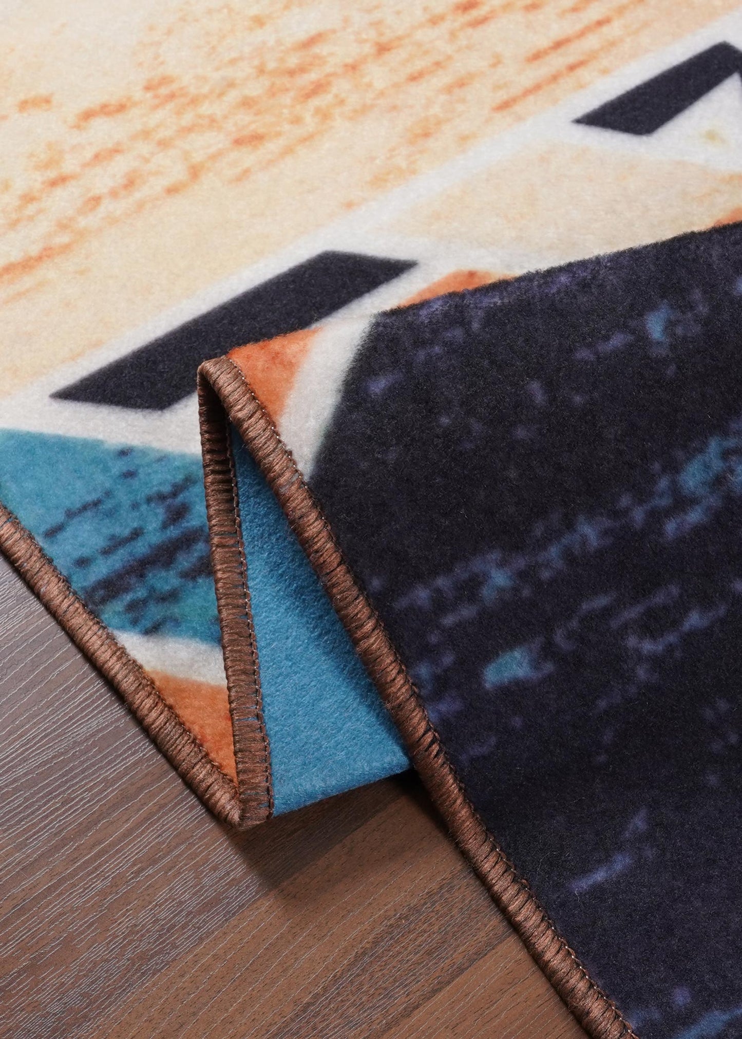 Multicolor Geometric Non-Woven Rug With Felt Backing