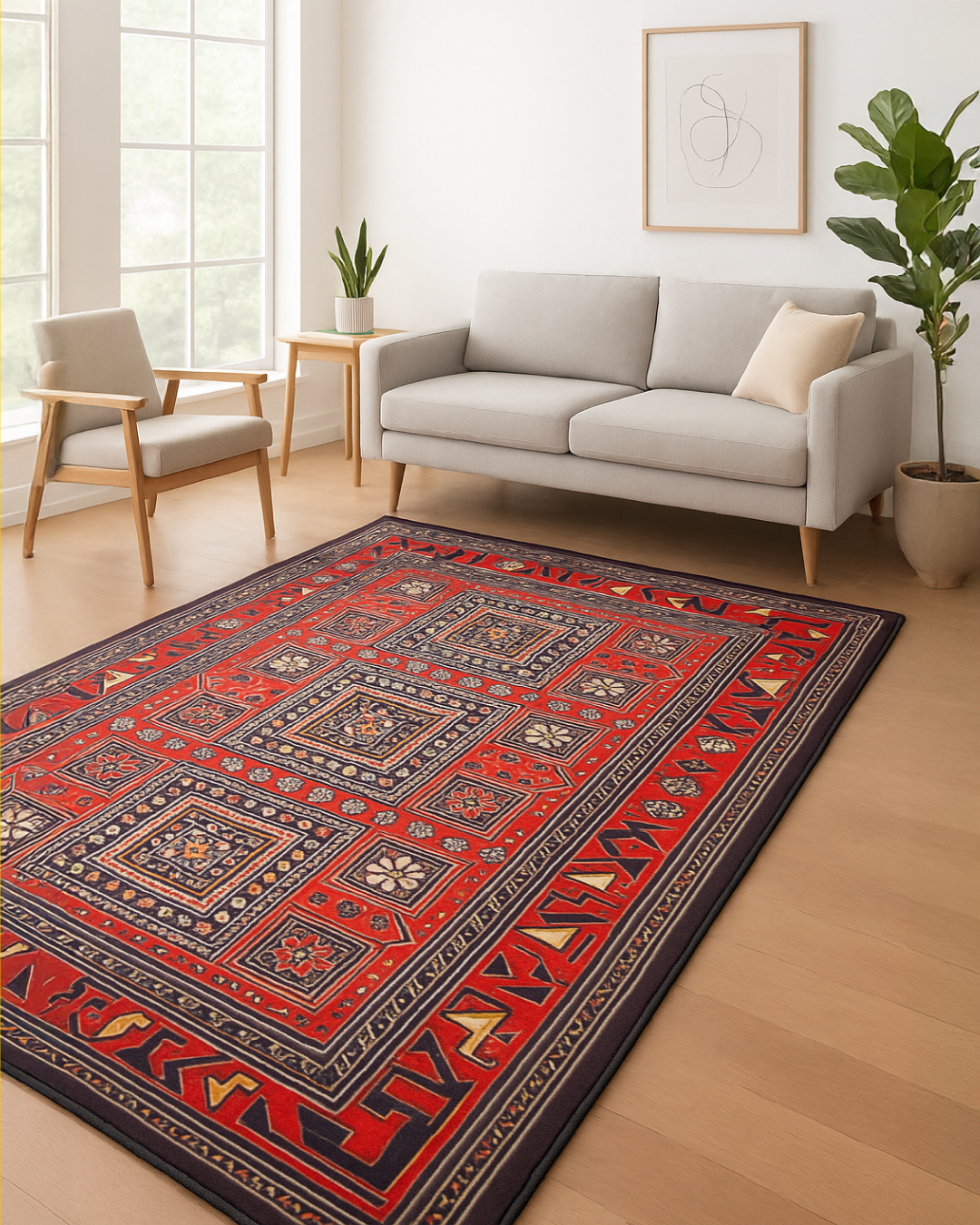 Traditional Persian Design Elegance Rug  with Felt Back
