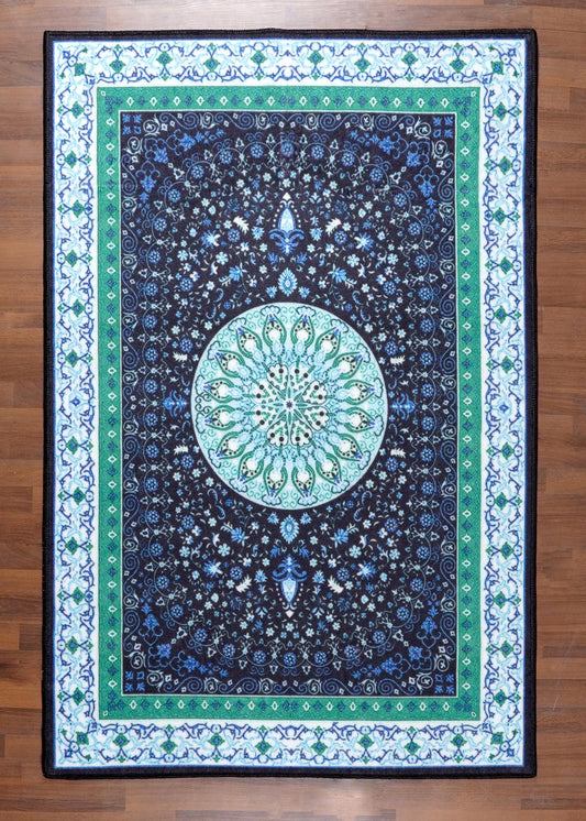 Luxurious Non-Woven Medallion Area Rug with  Felt Back