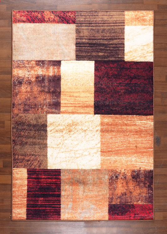 Multicolor Modern Geometric Non-Woven Rug with Felt Backing