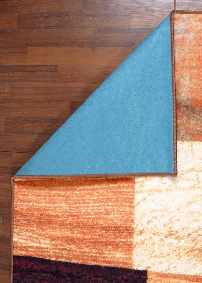 Multicolor Modern Geometric Non-Woven Rug with Felt Backing