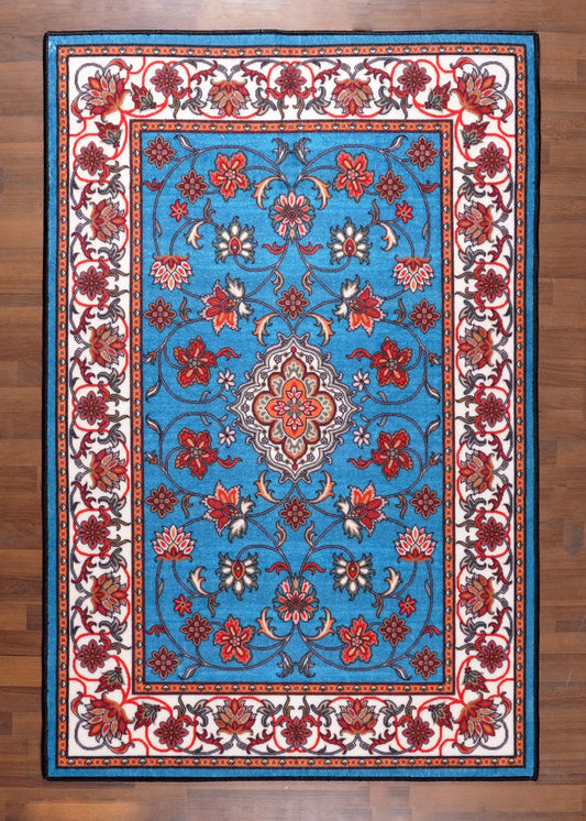 Multicolor  Medallion  Floral Rug - Non-Woven with Felt Backing