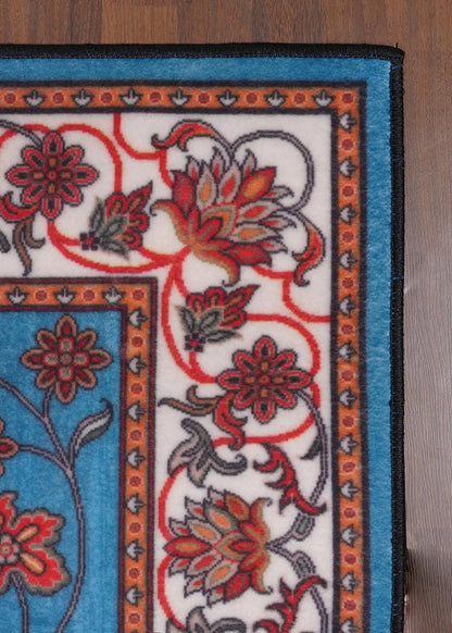Multicolor  Medallion  Floral Rug - Non-Woven with Felt Backing