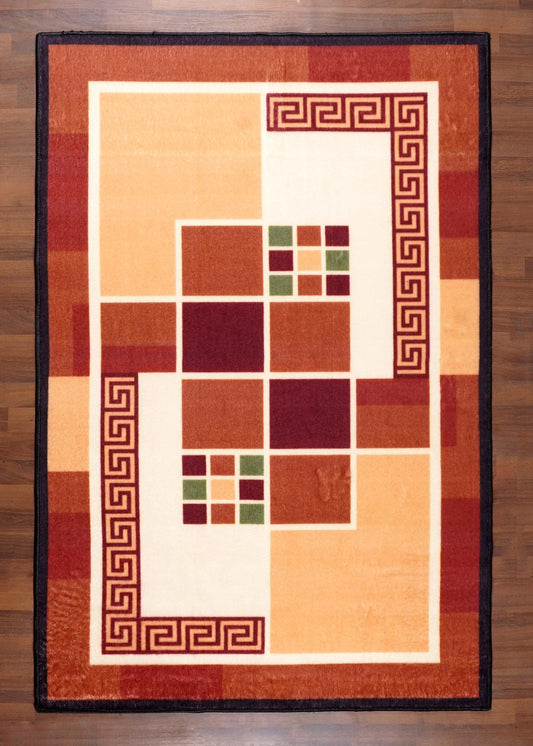 Modern Geometric Area Rug – Bold Squares and Lines with Felt Backing