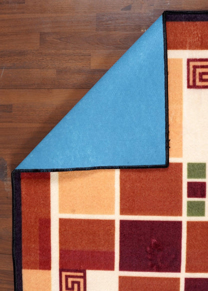 Modern Geometric Area Rug – Bold Squares and Lines with Felt Backing