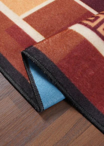 Modern Geometric Area Rug – Bold Squares and Lines with Felt Backing