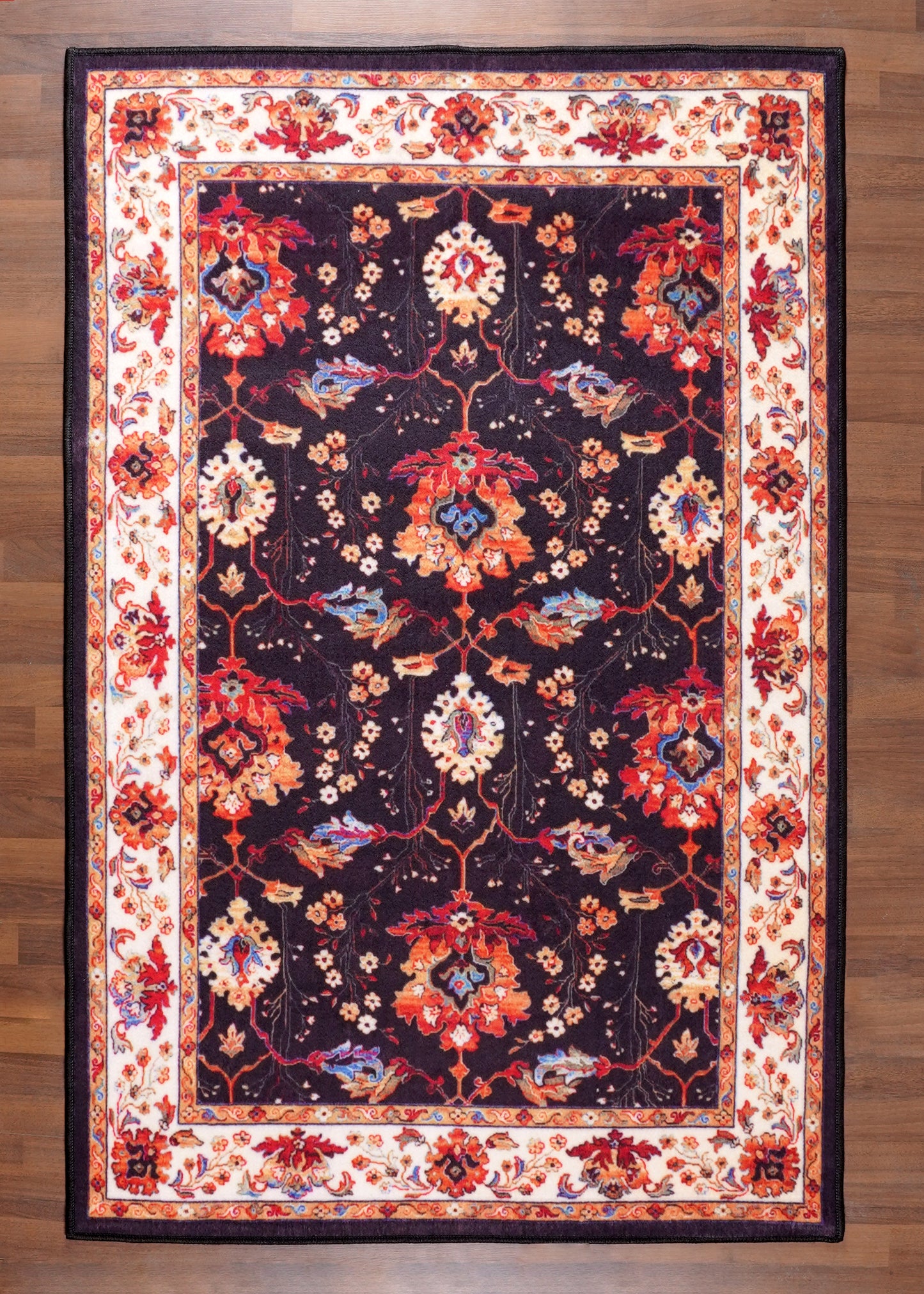 Multicolor Floral Printed Non-Woven Rug with Felt Backing