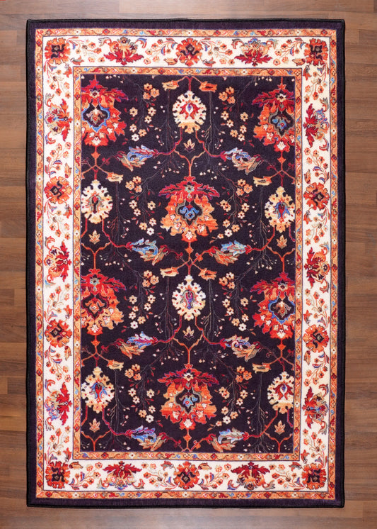 Multicolor Floral Printed Non-Woven Rug with Felt Backing