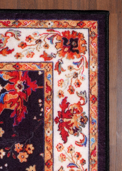 Multicolor Floral Printed Non-Woven Rug with Felt Backing