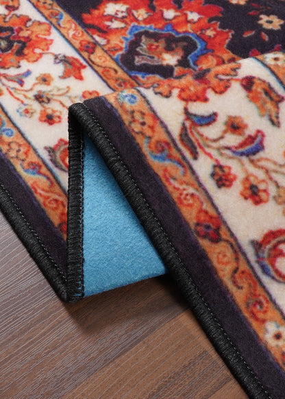 Multicolor Floral Printed Non-Woven Rug with Felt Backing