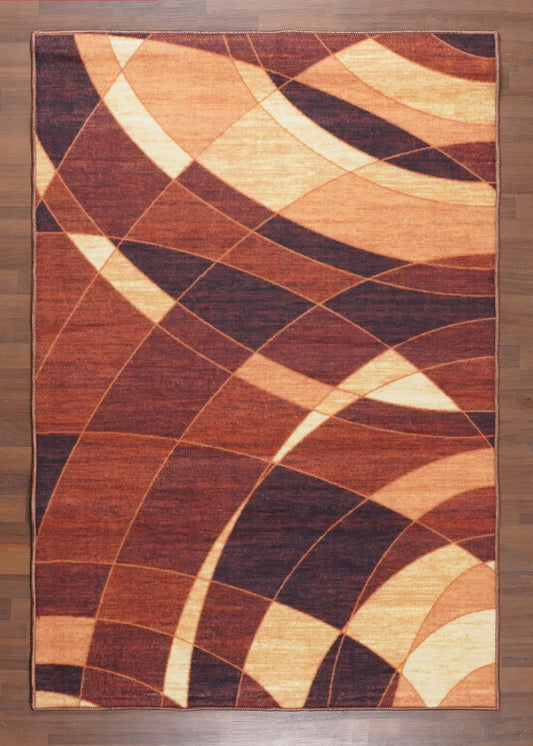 Multicolor Contemporary Abstract Non-Woven Rug with Felt Back