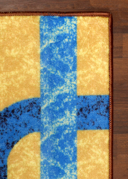 Multicolor Modern Geometric Links Non-Woven Rug with Felt Back