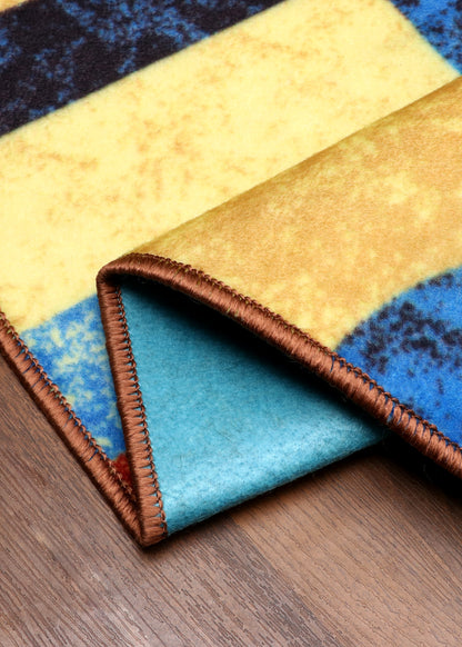 Multicolor Modern Geometric Links Non-Woven Rug with Felt Back