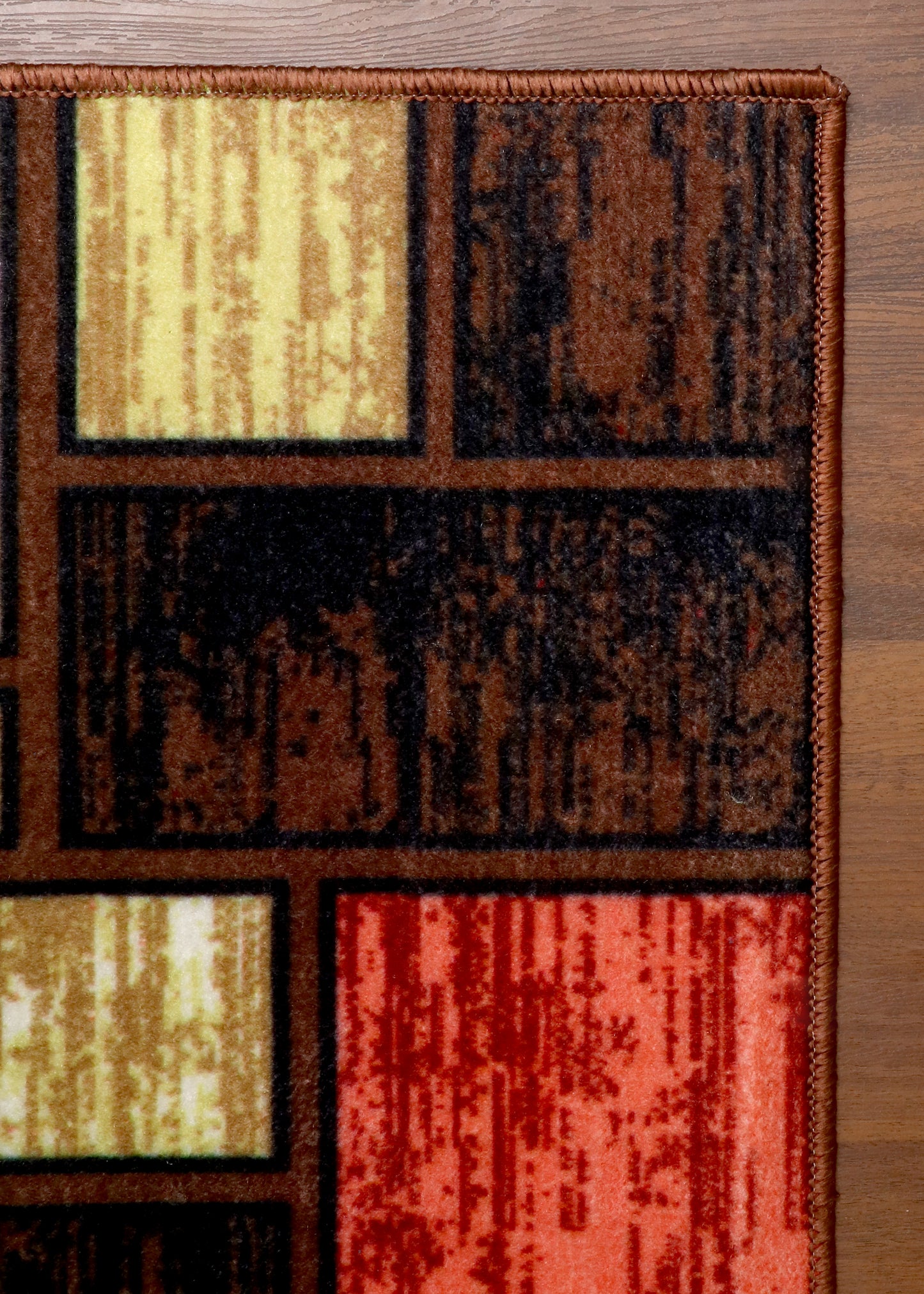 Modern Geometric Block Pattern Rug Non-Woven Rug with Felt Back