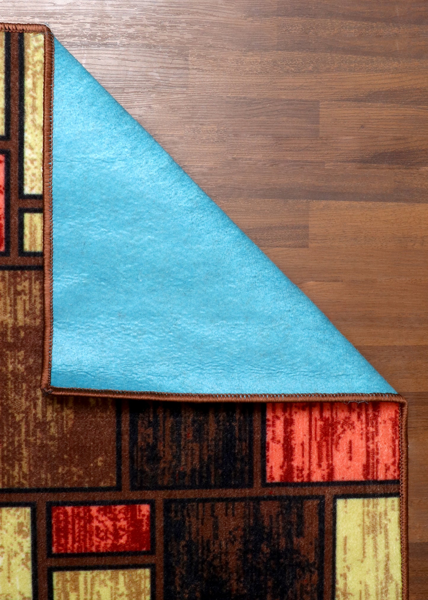 Modern Geometric Block Pattern Rug Non-Woven Rug with Felt Back