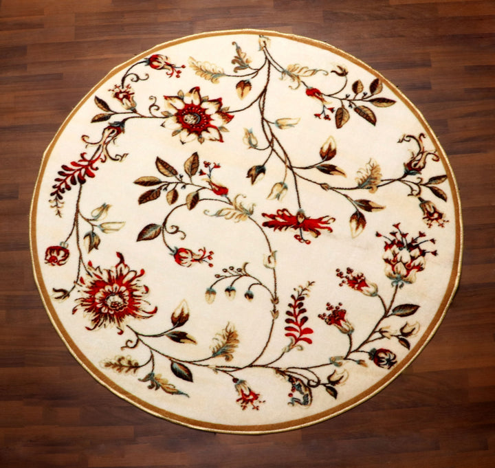 Floral Vine Round Area Rug