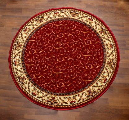 Floral Scrollwork Round Rug