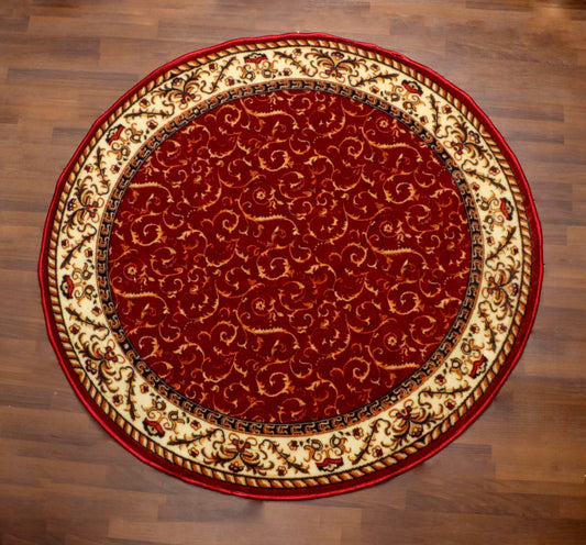 Floral Scrollwork Round Rug